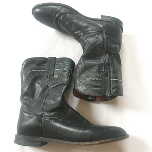 ✨Men’s Justin boots western roper black leather 10
